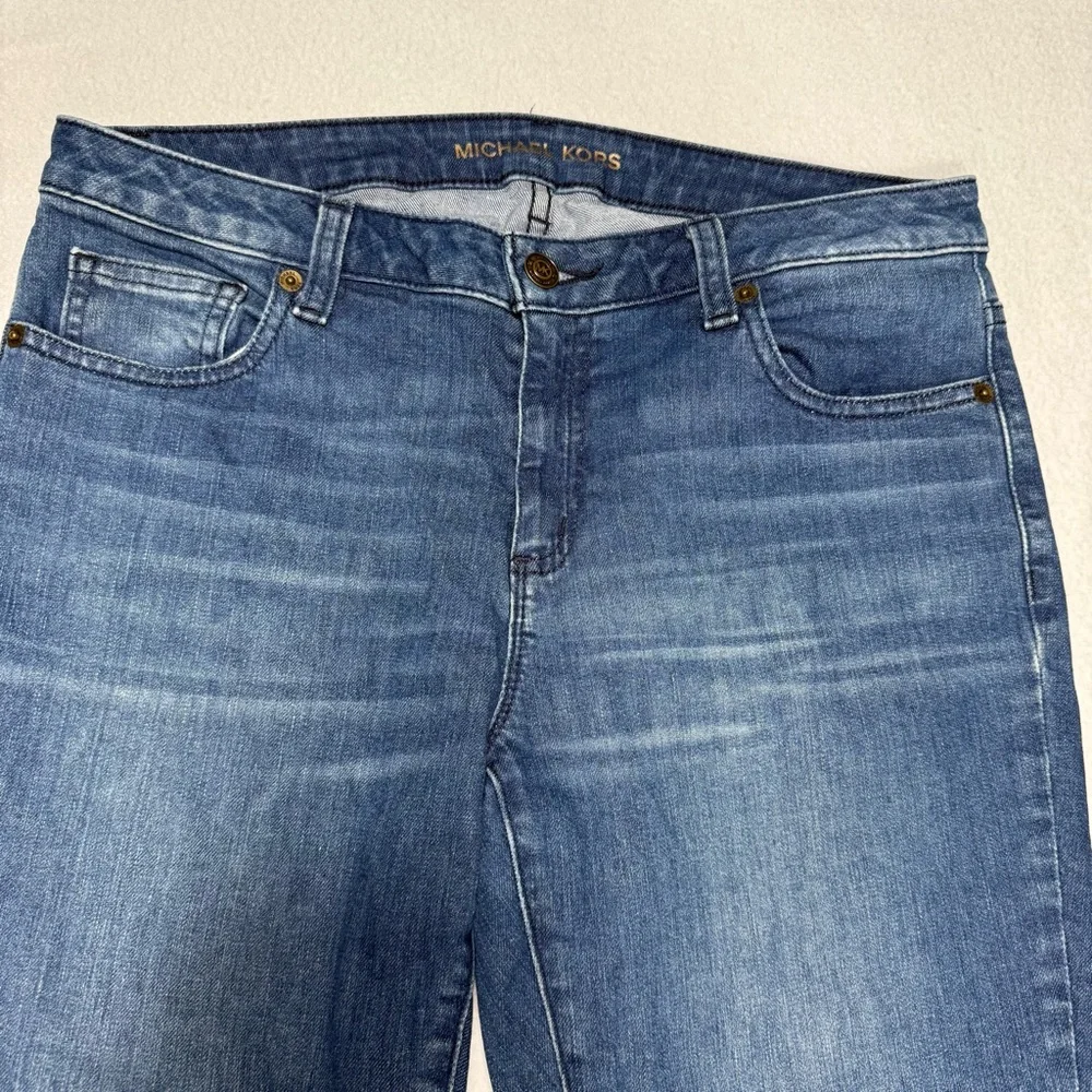 Michael Kors Blue Izzy Skinny Cropped Raw Hem Casual Denim Jeans Size 6 #1918